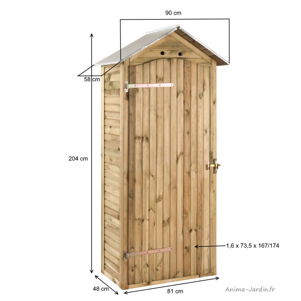 Armoire de rangement, bois autoclave, 0,33 m², petit abri de jardin, pas  cher, achat