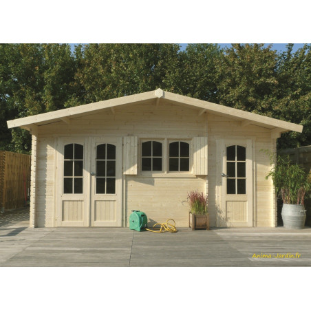 Abri de jardin en bois 40mm, Rostock, 2 pièces, 3 portes, solid, pas cher, habitable