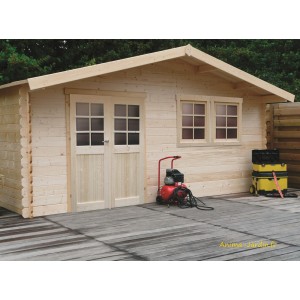 Grand abri de jardin en bois 28mm, Vernier, 26m², porte double, Solid, pas cher, achat