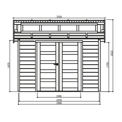 Abri de jardin en bois 28mm, Milano, 9m², 2 portes, Solid, pas cher, achat, vente
