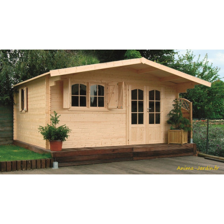 Grand abri de jardin en bois 40mm, habitable, Chambéry, 18m², 2 portes, solid, pas cher, achat