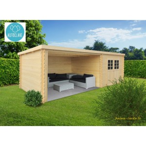 Abri (chalet) de jardin toit plat en bois traité VINTAGE - Gardival