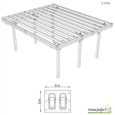 Carport bois autoclave, abri pour voitures, Solid,  pas cher, achat, vente