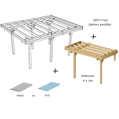 Carport bois autoclave 4 mètres, abri pour voiture, Solid,  pas cher, achat, vente