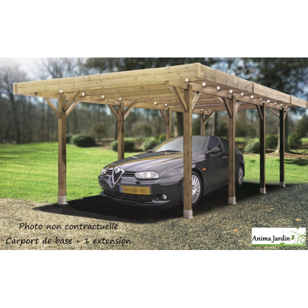 Carport bois autoclave 5 mètres, abri pour voiture, Solid,  pas cher, achat, vente
