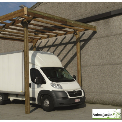 Grand carport bois autoclave 4 mètres, abri pour grands véhicules, Camping-car, Solid,  pas cher