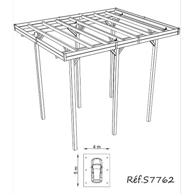 Grand carport bois autoclave 4 mètres, abri pour grands véhicules, Camping-car, Solid,  pas cher