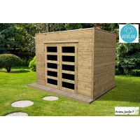 Abri de jardin en bois autoclave 19mm, Capri, 5m², toit plat, 2 portes, Solid, pas cher