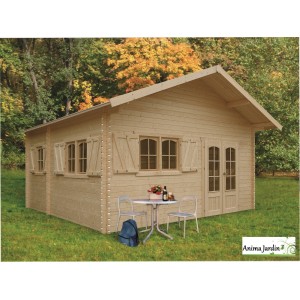 Abri de jardin en bois 40mm, Weekend, 23 m², 4 pièces, 2 portes, solid, pas cher, habitable