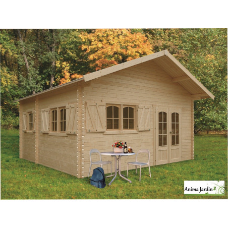 Abri de jardin en bois 40mm, Weekend, 23 m², 4 pièces, 2 portes, solid, pas cher, habitable