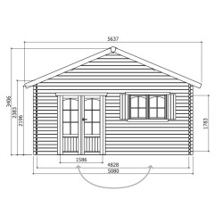 Abri de jardin en bois 40mm, Weekend, 23 m², 4 pièces, 2 portes, solid, pas cher, habitable