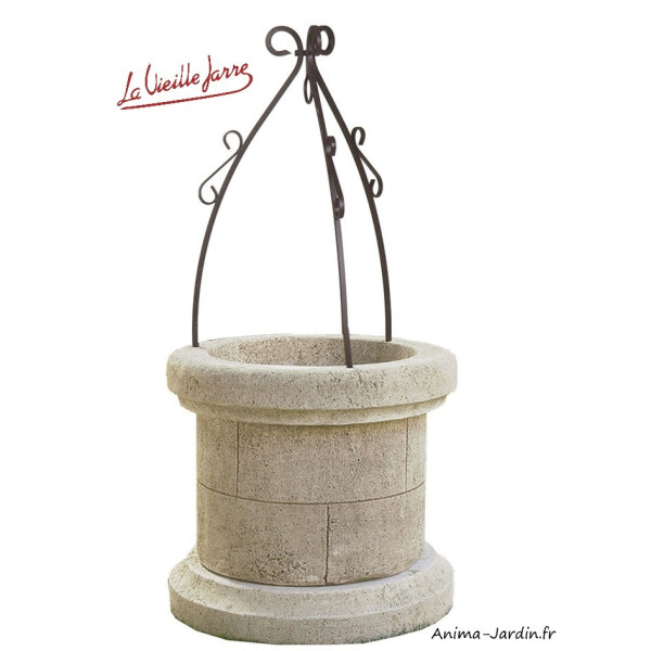 Puits en pierre reconstituée, vieilli, la Vieille Jarre, puits de jardin, achat