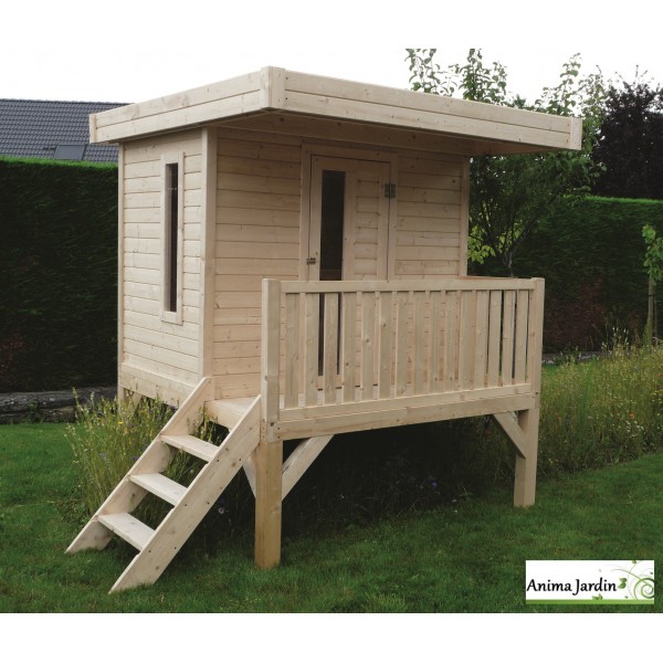 Maison enfant - Cabane enfant patio avec plancher et grande