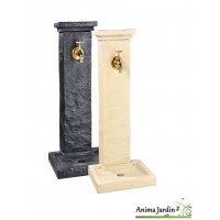 Fontaine borne schiste, en pierre reconstituée, 82,5 cm, jardin, Hairie, achat, vente