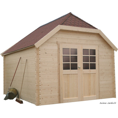 Abri de jardin en bois traité autoclave, 28mm, Limerick, 10m², 2 portes, Solid, pas cher, achat, vente