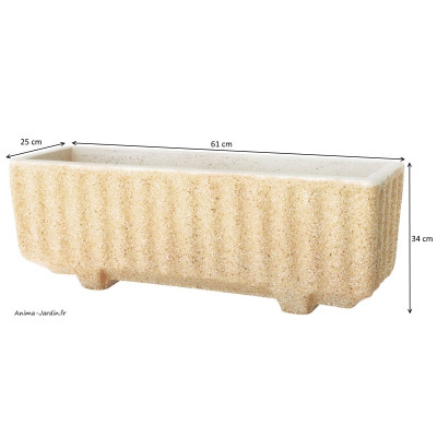Jardinière BOGART en Marbre reconstitué, Ocre, 61 cm, grainé, gros volume, achat, jardin