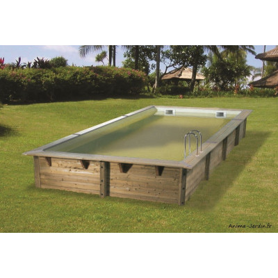 Piscine, Linéa, 6,50m x 3,50 m x H140cm, rectangulaire, entourage bois, UBBINK, qualité, achat, vente, pas cher