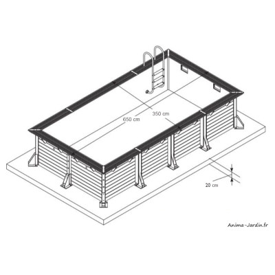 Piscine, Linéa, 6,50m x 3,50 m x H140cm, rectangulaire, entourage bois, UBBINK, qualité, achat, vente, pas cher