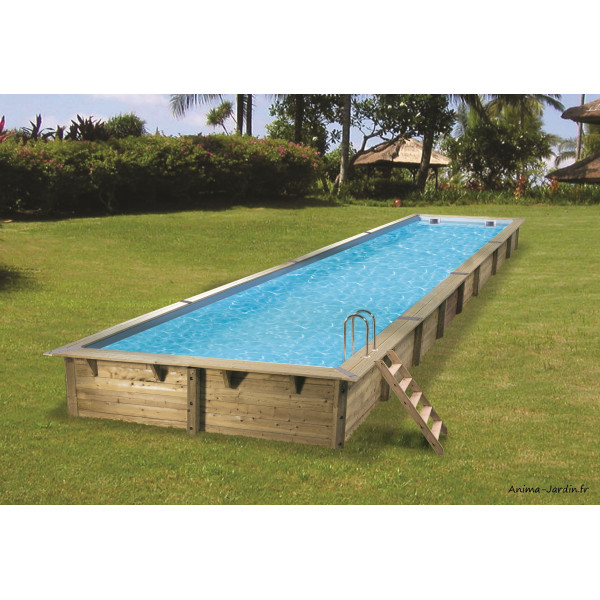 Grande piscine, Linéa, 15,50m x 3,50 m x  H155cm, rectangulaire, entourage bois, UBBINK, qualité, achat, vente, pas cher