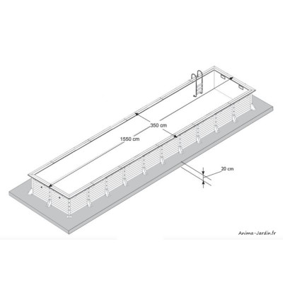 Grande piscine, Linéa, 15,50m x 3,50 m x  H155cm, rectangulaire, entourage bois, UBBINK, qualité, achat, vente, pas cher