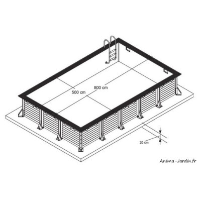 Piscine, Linéa, 8 x 5m  x H140cm, rectangulaire, entourage bois, UBBINK, qualité, achat, vente, pas cher