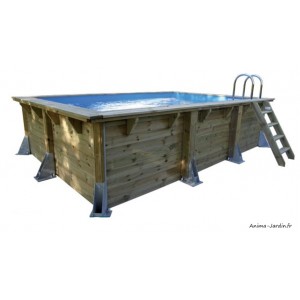 Piscine, Azura 3,50 x 5,05 m, H 126cm, rectangulaire, entourage bois, UBBINK, qualité, achat, vente, pas cher