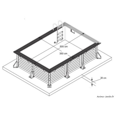 Piscine, Azura  3,50 x 5,05 m, H 126cm, rectangulaire, entourage bois, UBBINK, qualité, achat, vente, pas cher
