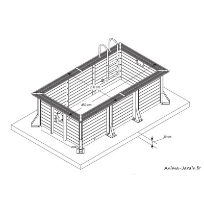 Piscine, UrbanPool 2,50 x 4,50m x  H 140cm, entourage bois, UBBINK, qualité, achat, vente, pas cher
