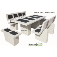Salon de jardin en Béton ciré  STATUS VULCAN Ivoire, framusa