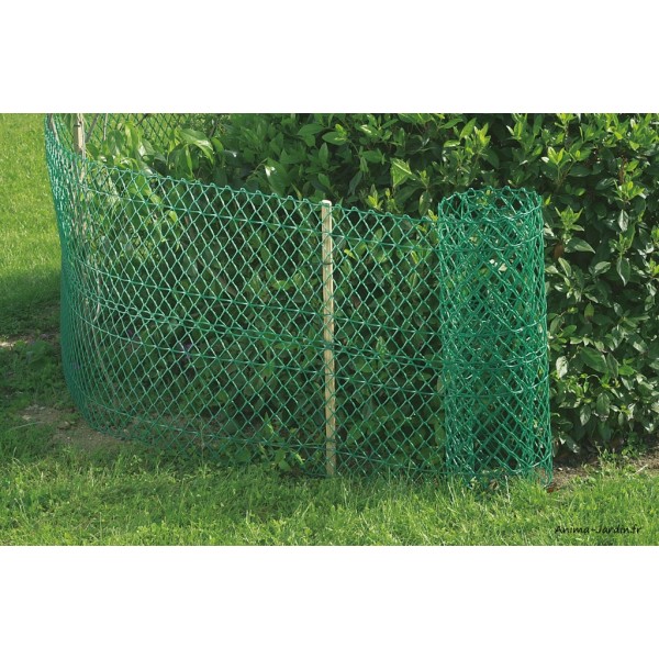 Grillage rouleau polyéthylène vert H.1 x L.5 m, Idéal Garden maille H.3 x  l.3 mm