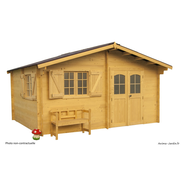Abri de jardin en bois, 42 mm, semi-habitable, 17 m², grande façade, Foresta, achat, pas cher