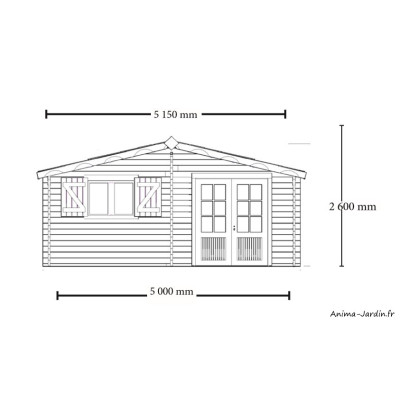 Abri de jardin en bois, 42 mm, semi-habitable, 17 m², grande façade, Foresta, achat, pas cher