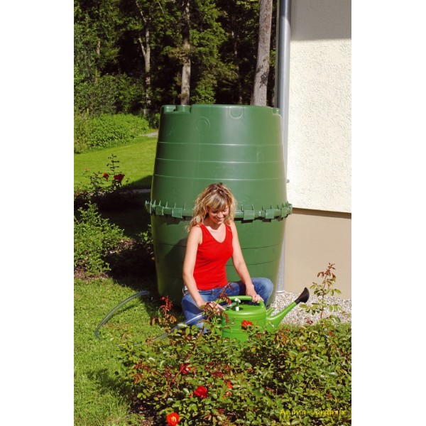 Récupérateur d'eau de pluie GARANTIA Tonneau Vino 250 L Brun - Avec  collecteur - Jardiland