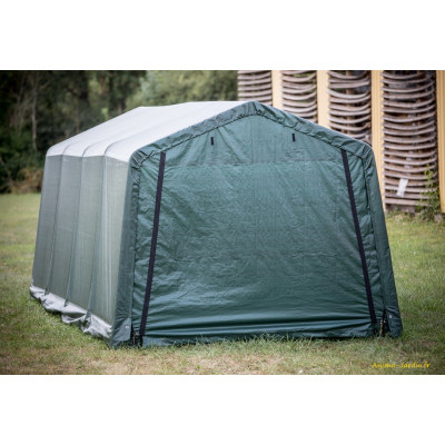 Abri en toile renforcée, 2 pentes, grand volume, 18,60 m², une grande porte, Foresta, achat, pas cher