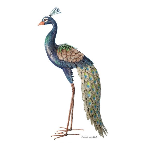 Paon en métal haut, 94 cm, déco  jardin, silhouette, Riviera, achat, oiseau decoratif