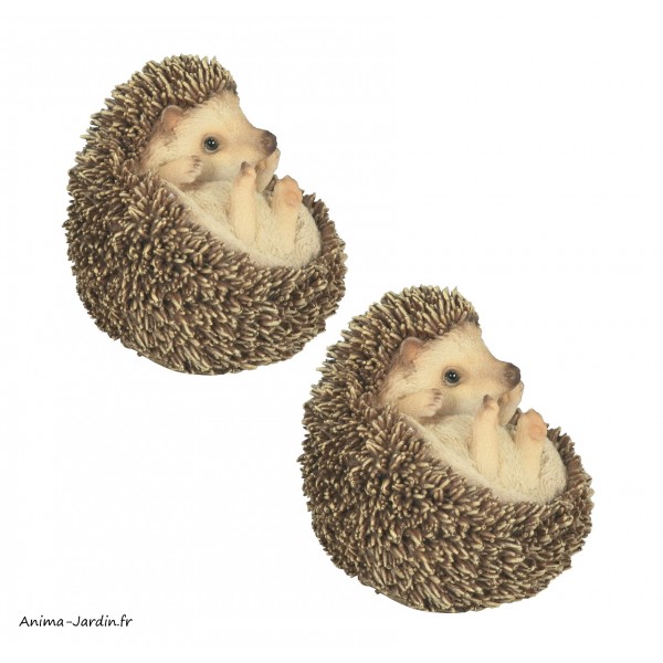 Lot De 2 Bebes Herissons En Boule Animal En Resine Decoration De Jardin Riviera Achat Vente