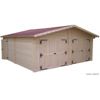 Garage double en bois massif, 42 mm, 35m², double pentes, Foresta, achat, pas cher