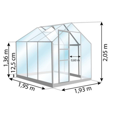 Serre Jardin Aluminium Venus 3800 en verre trempé, 3,80 m², Lams, achat