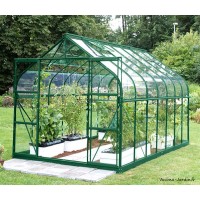 Serre de jardin en aluminium, 11,45 m², laqué vert, verre trempé, Aloé Diana, Lams, achat