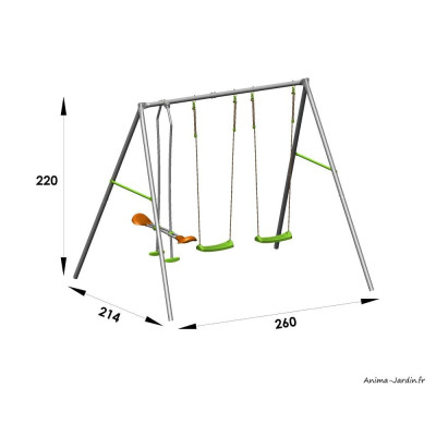 Portique en métal, Louise, 2,20 m, 3 agrès, Axion, Trigano, achat
