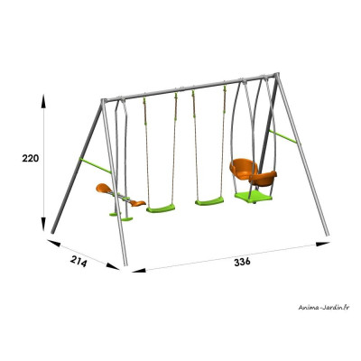 Portique en métal, 3,36 m, avec agrès, Axion, Trigano, jeu plein-air, achat, pas cher