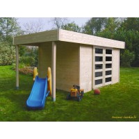 Abri de jardin en bois 28 mm, Larvik, toit plat, 8m², Solid, pas cher, achat, vente