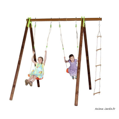 Portique, bois/métal, Xylo, 2,30 m, 3 agrès, Trigano, jeu plein-air, achat, pas cher