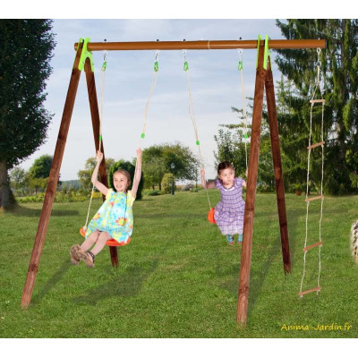 Portique, bois/métal, Xylo, 2,30 m, 3 agrès, Trigano, jeu plein-air, achat, pas cher