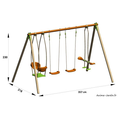 Portique Bongo, 2,30 m, 4 agrès