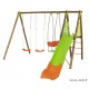 Portique Zambo, bois/métal, 2,30 m, 3 agrès + 1 toboggan