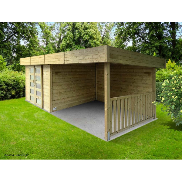 Abri de  jardin toit plat, 28mm, moderne, solid, ARHUS, achat/vente