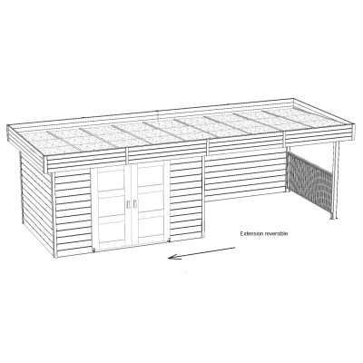 Abri de  jardin toit plat, 28mm, moderne, solid, ARHUS, achat/vente