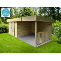 Abri de jardin toit plat, 28mm, moderne, solid, ARHUS, achat/vente