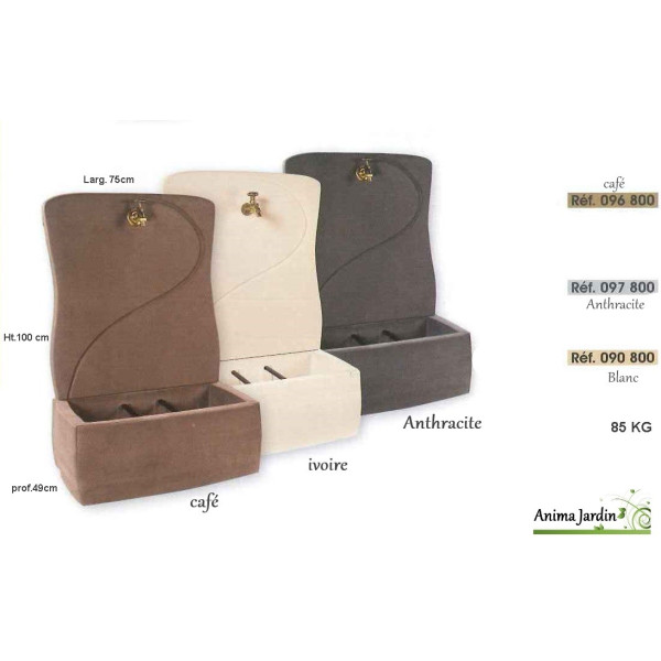 FONTAINE MURALE serie 800 contemporaine  en béton ciré